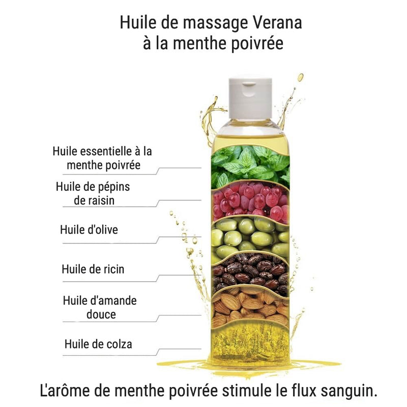 Verana huile de massage  à la menthe poivrée 250ML
