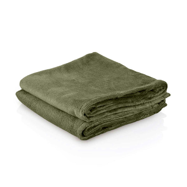 Lot de 2 serviettes ZenGrowth Serenza en microfibre 45x90 cm  Vert olive foncé
