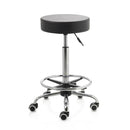 ZenGrowth Tabouret noir avec structure chromée avec anneau de pied
