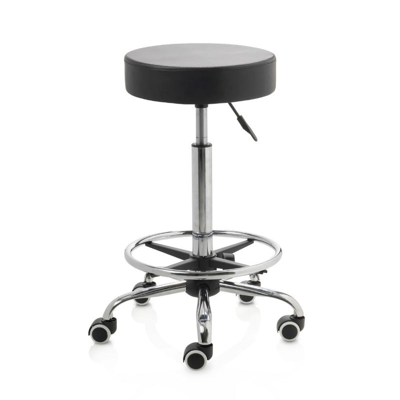 ZenGrowth Tabouret noir avec structure chromée avec anneau de pied
