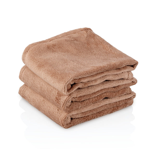 Lot de 3 serviettes compresses ZenGrowth Serenza en microfibre 30x50cm Brun