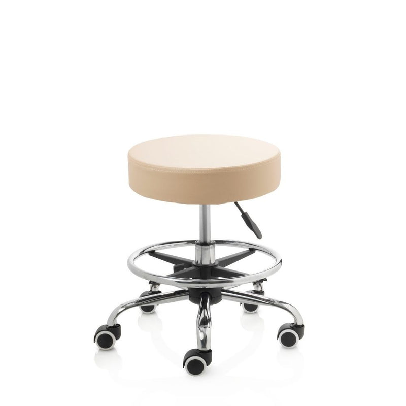 ZenGrowth Tabouret beige avec structure chromée sans anneau de pied