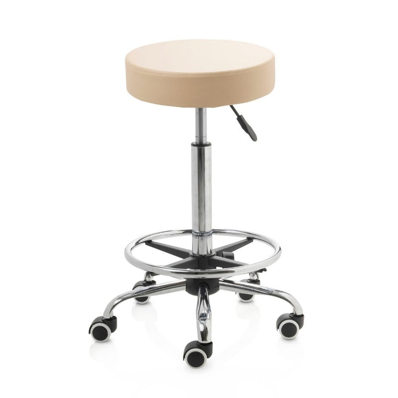 ZenGrowth Tabouret beige avec structure chromée sans anneau de pied