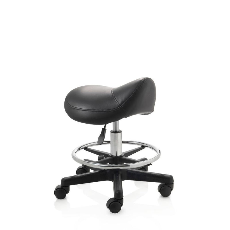 ZenGrowth Tabouret selle noir avec structure en plastique et anneau de pied