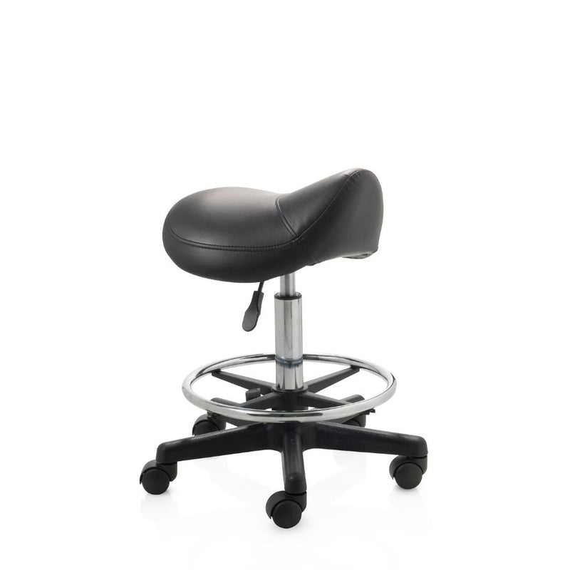 ZenGrowth Tabouret selle noir avec structure en plastique et anneau de pied