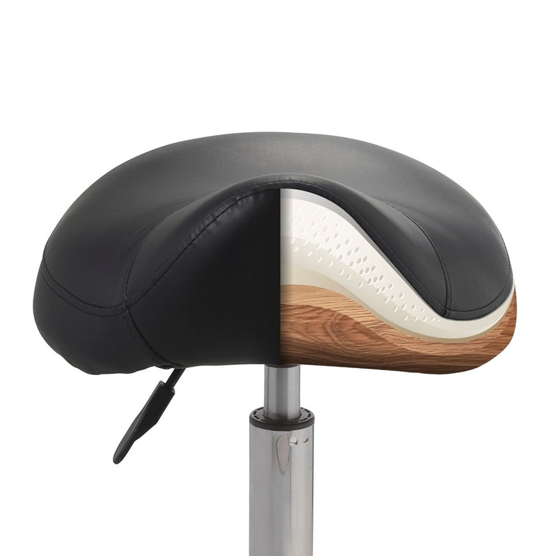 ZenGrowth Tabouret selle noir avec structure chromée sans anneau de pied