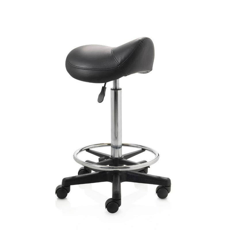 ZenGrowth Tabouret selle noir avec structure en plastique et anneau de pied