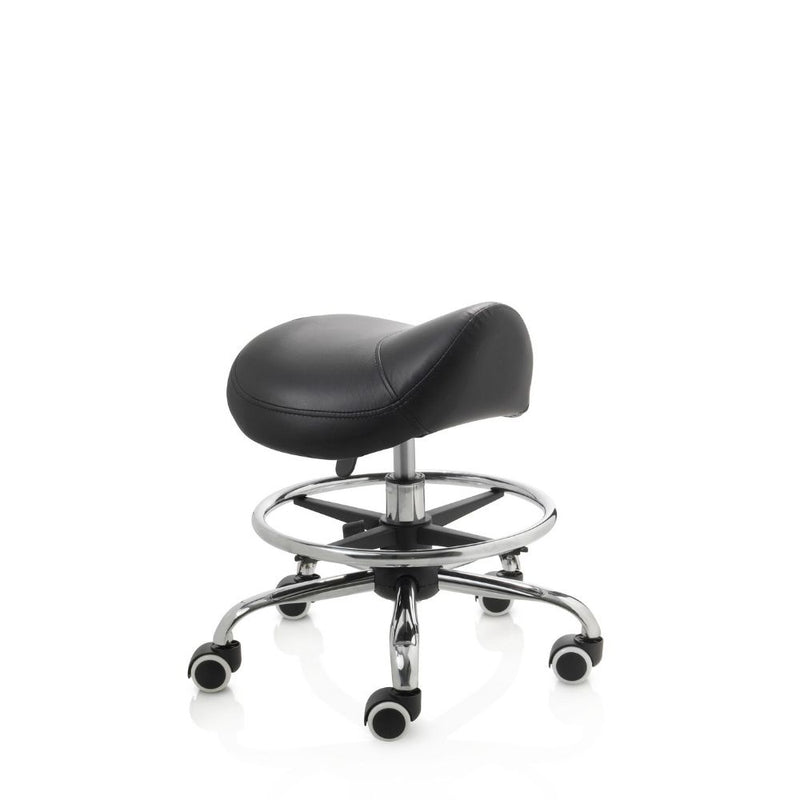 ZenGrowth Tabouret selle noir avec structure chromée et anneau de pied