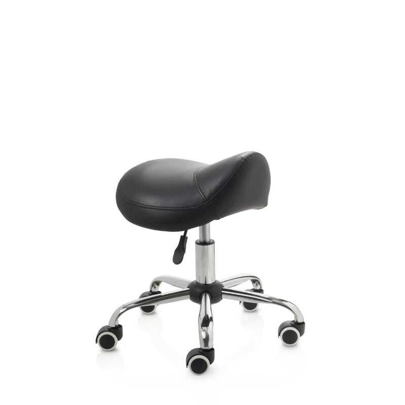 ZenGrowth Tabouret selle noir avec structure chromée sans anneau de pied