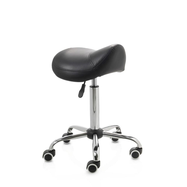 ZenGrowth Tabouret selle noir avec structure chromée sans anneau de pied