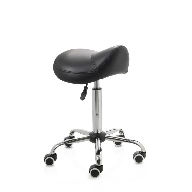 ZenGrowth Tabouret selle noir avec structure chromée sans anneau de pied