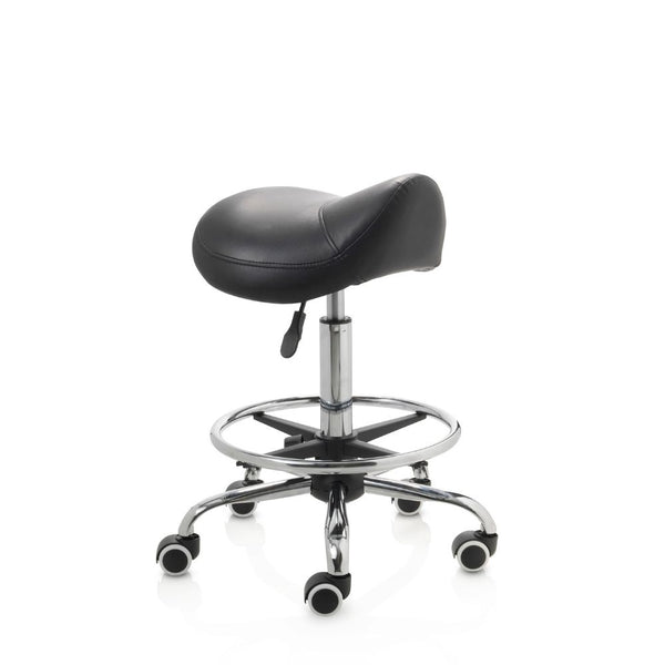 ZenGrowth Tabouret selle noir avec structure chromée et anneau de pied