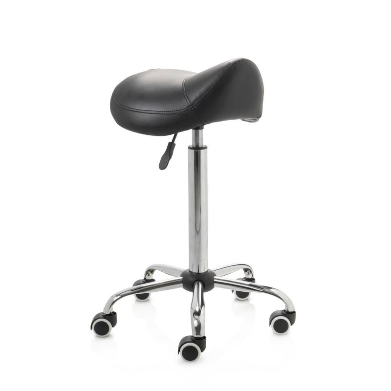 ZenGrowth Tabouret selle noir avec structure chromée sans anneau de pied