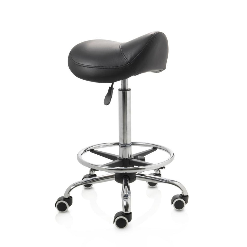 ZenGrowth Tabouret selle noir avec structure chromée et anneau de pied