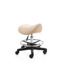 ZenGrowth Tabouret selle beige avec structure en plastique et anneau de pied