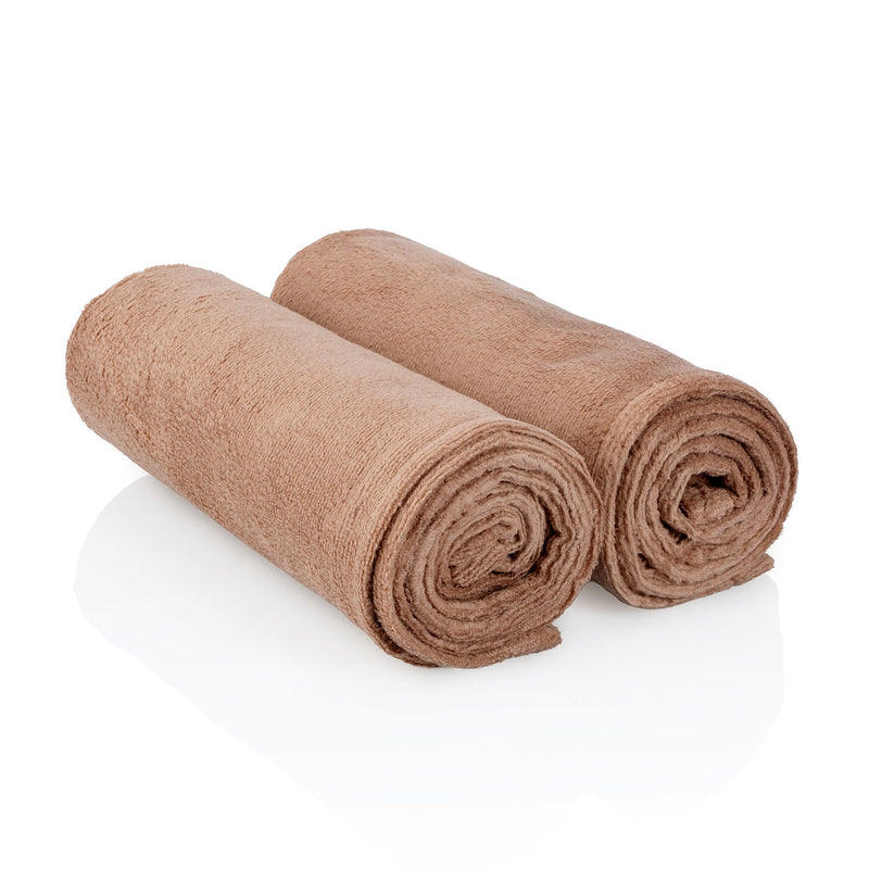 Lot de 2 serviettes de massage ZenGrowth Serenza en microfibre 45 x 90cm Brun