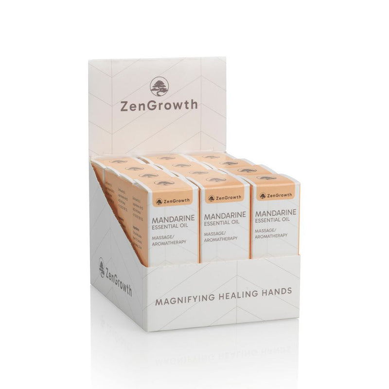 ZENGROWTH Présentoir d'huiles essentielles biologiques de mandarine avec 12 flacons