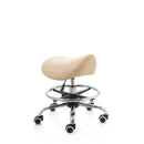 ZenGrowth Tabouret selle beige avec structure chromée et anneau de pied