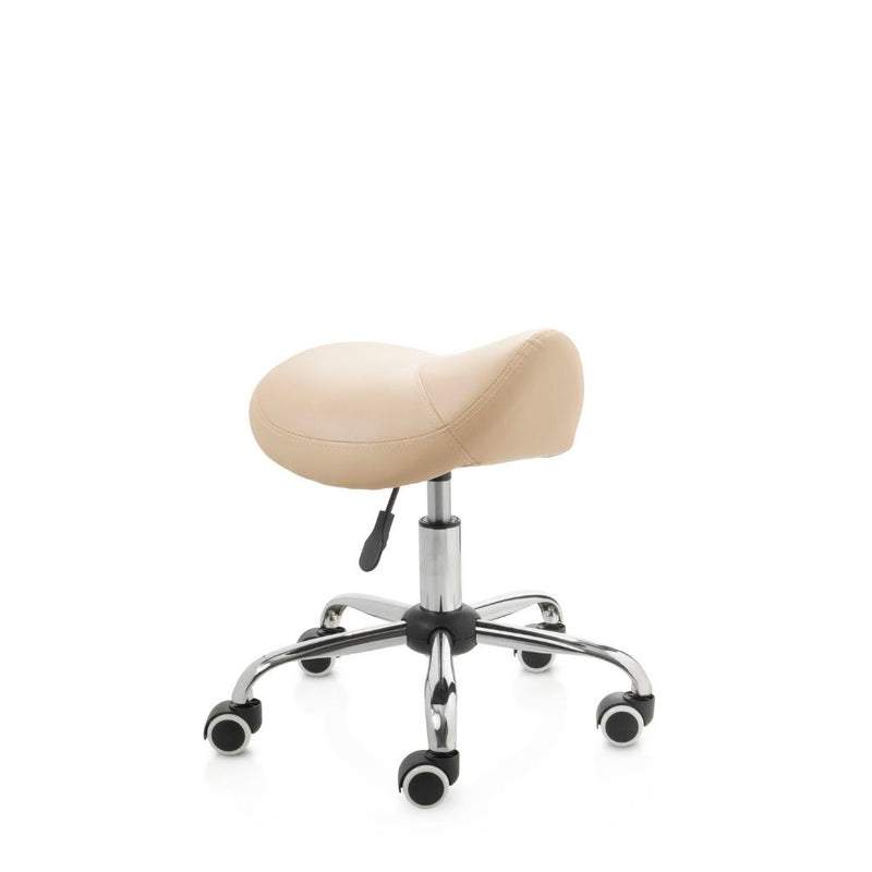 ZenGrowth Tabouret selle beige avec structure chromée sans anneau de pied