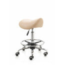 ZenGrowth Tabouret selle beige avec structure chromée et anneau de pied