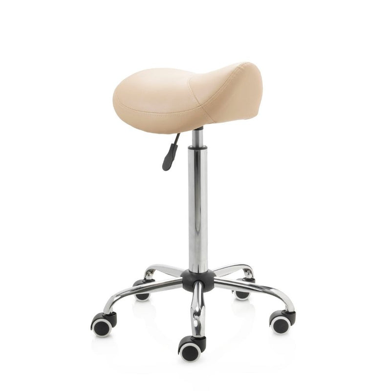 ZenGrowth Tabouret selle beige avec structure chromée sans anneau de pied