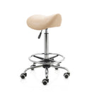 ZenGrowth Tabouret selle beige avec structure chromée et anneau de pied