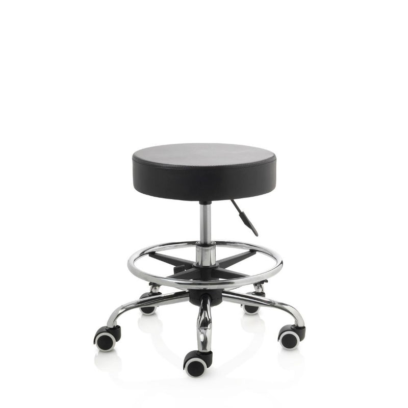 ZenGrowth Tabouret noir avec structure chromée avec anneau de pied