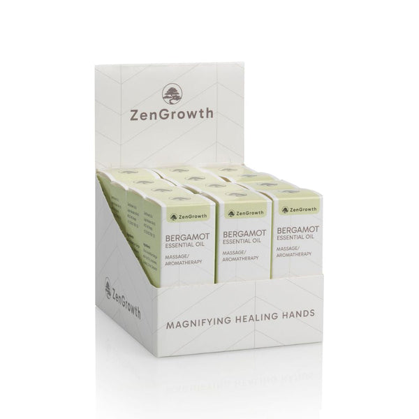 ZENGROWTH Présentoir d'huiles essentielles biologiques de bergamote avec 12 flacons