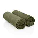 Lot de 2 serviettes ZenGrowth Serenza en microfibre 45x90 cm  Vert olive foncé