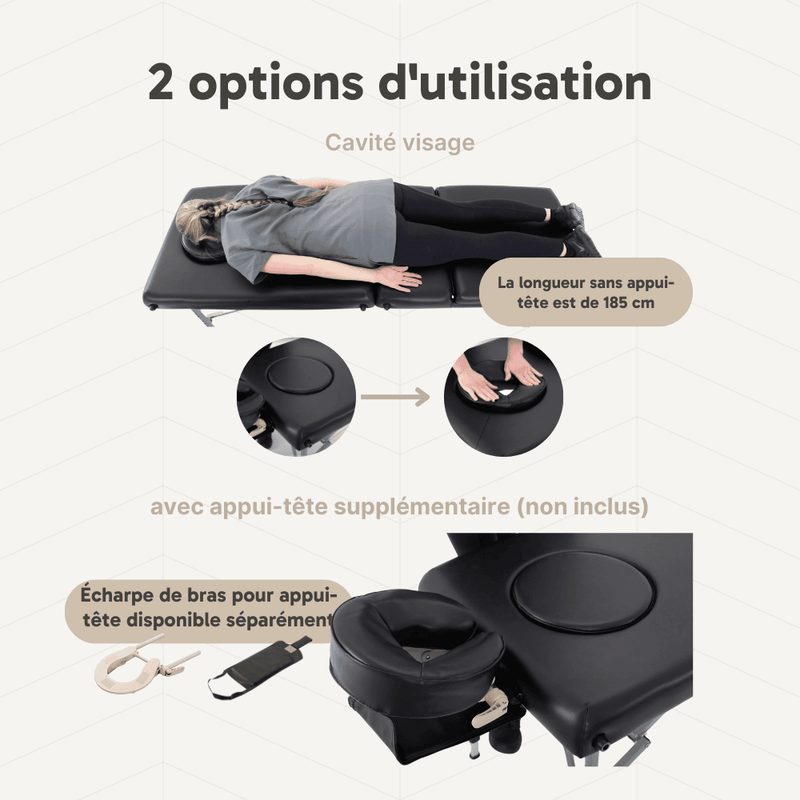 ZENGROWTH Table de massage pliante Athlete Noir 63.5cm
