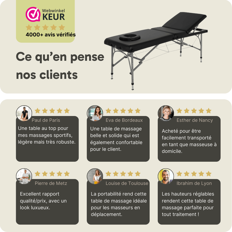 ZENGROWTH Table de massage pliante Athlete Noir 63.5cm