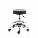 ZenGrowth Tabouret Noir avec structure chromée et anneau de pied