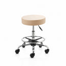 ZenGrowth Tabouret Beige avec structure chromée et anneau de pied