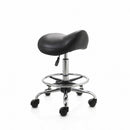 ZenGrowth Tabouret selle Noir avec structure chromée et anneau de pied
