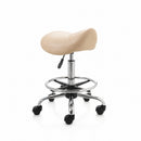 ZenGrowth Tabouret selle Beige avec structure chromée et anneau de pied