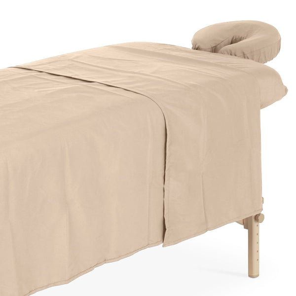 Set de draps en microfibre marron clair 80cm (incl. housse appui-tête + couverture).