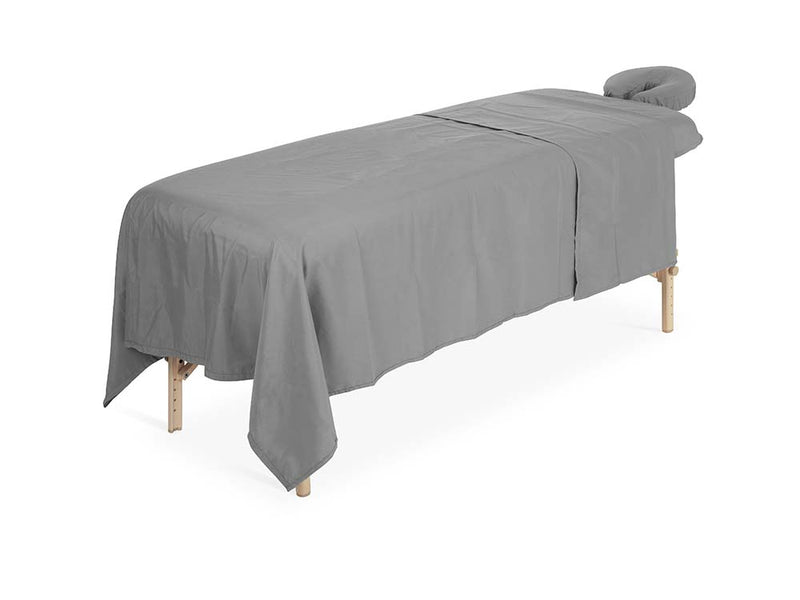 Set de draps en microfibre gris 80cm (incl. housse appui-tête + couverture).