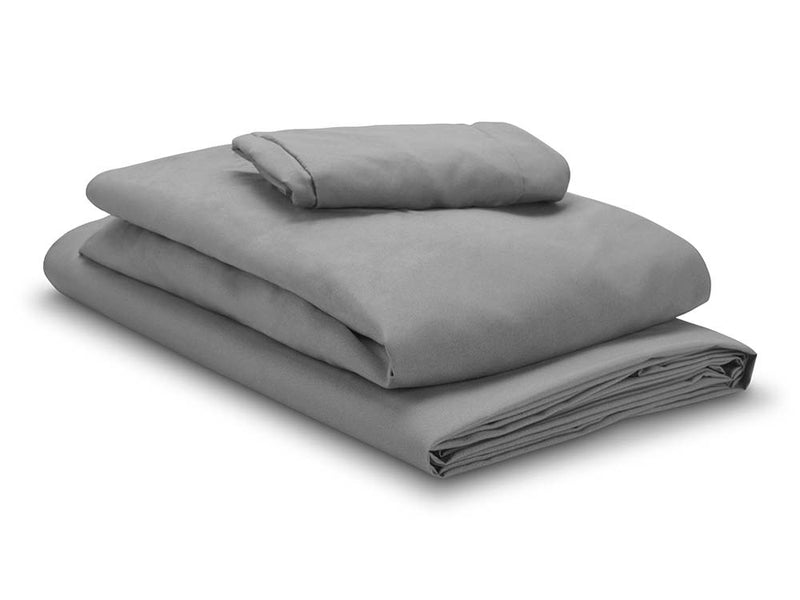 Set de draps en microfibre gris 80cm (incl. housse appui-tête + couverture).