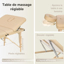 ZENGROWTH Table de massage pliable Nimman Beige 71cm