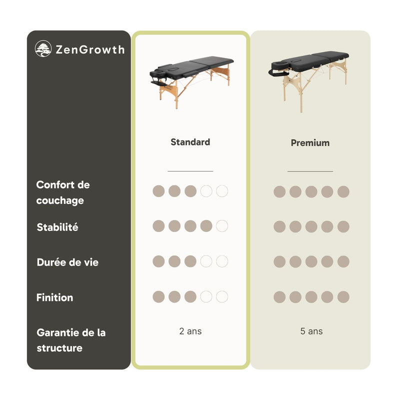 ZENGROWTH Table de massage pliante Economy Flat Noir