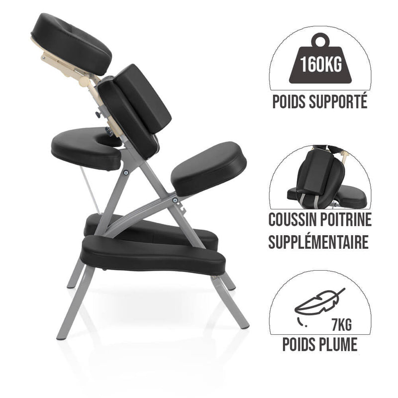 ZENGROWTH Chaise de massage pliante Valo noir